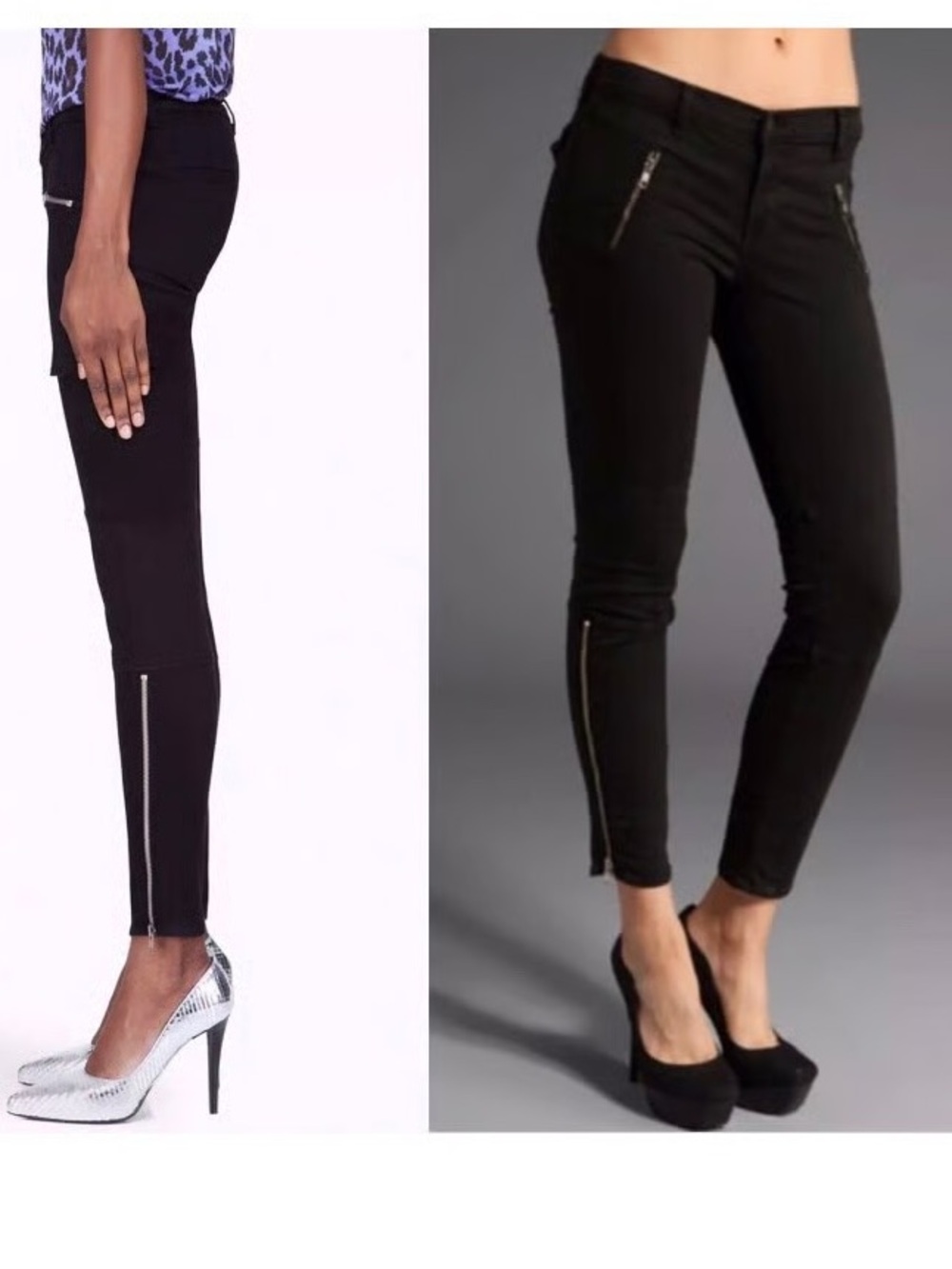 J BRAND Agnes Zipper Pocket Moto‎ Skinny Pants Twill Black Size 24